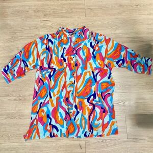 Colorful Abstract Button-Up Shirt Blouse